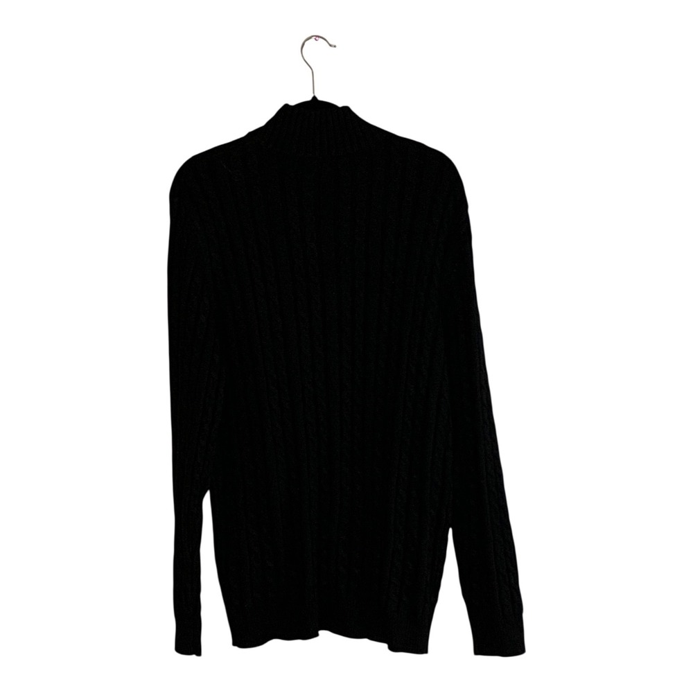 Coofandy Mens LG Black Cable Knit Sweater Zip Front With Pockets